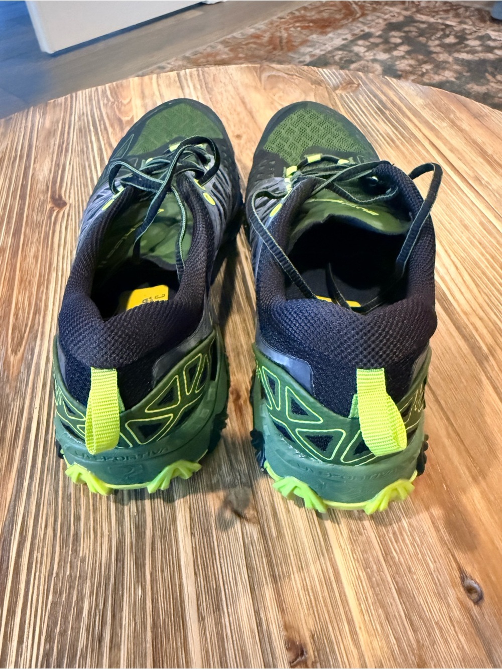 La Sportiva Women’s Bushido II Trail Shoes - Black/Olive Green with Neon Accent - Picture 4 of 6